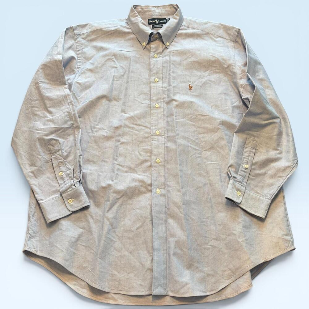 Ralph Lauren Shirt Mens 18 34/35 Blue Yarmouth Oxford Classic Fit Button Down